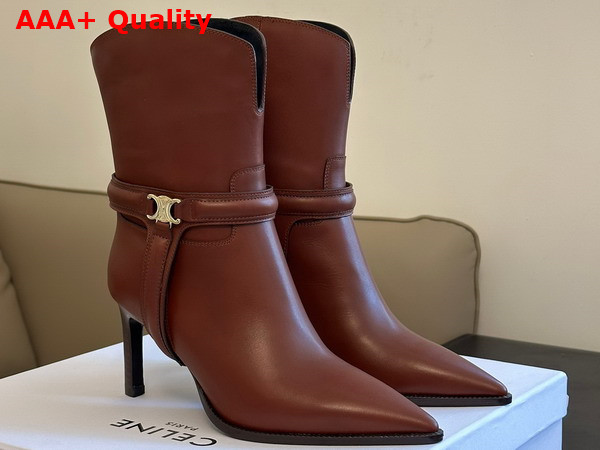 Celine Verneuil Triomphe Harness Low Boot in Tan Calfskin Replica