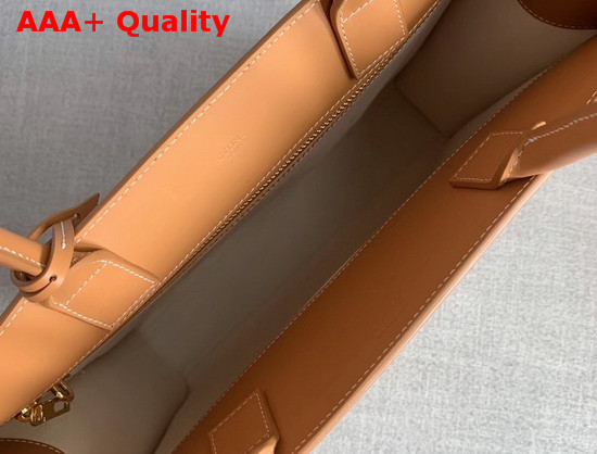 Celine Vertical Cabas Celine in Canvas with Celine Print and Calfskin Natural Tan Replica