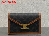 Celine Wallet On Chain Triomphe Canvas in Triomphe Canvas and Calfskin Tan Replica