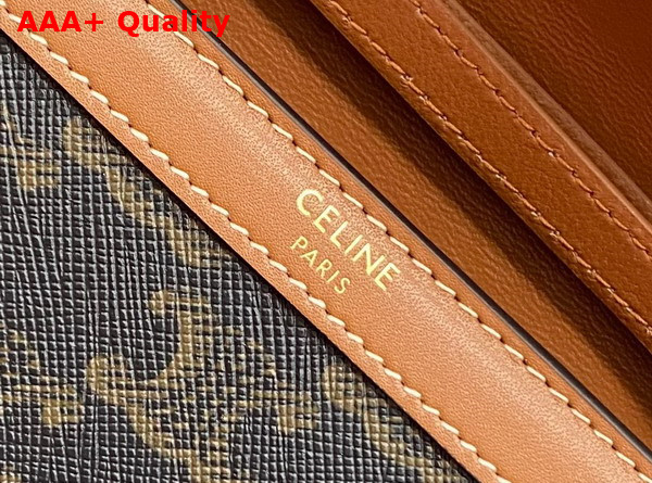 Celine Wallet On Chain Triomphe Canvas in Triomphe Canvas and Calfskin Tan Replica