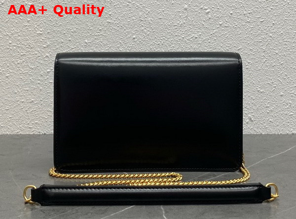 Celine Wallet On Chain Triomphe in Black Shiny Calfskin Replica