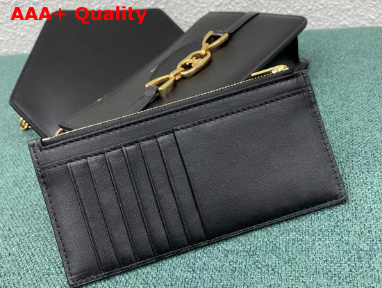 Celine Wallet On Chain in Black Shiny Calfskin Replica