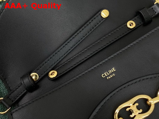 Celine Wallet On Chain in Black Shiny Calfskin Replica