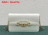 Celine Wallet On Chain in White Shiny Calfskin Replica