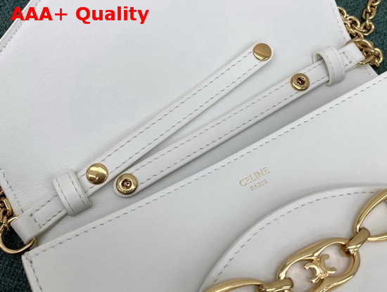 Celine Wallet On Chain in White Shiny Calfskin Replica