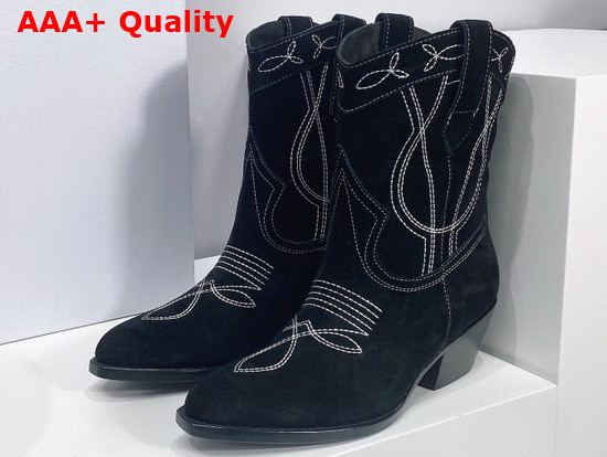 Celine Western Boots in Black Suede Calfskin Replica