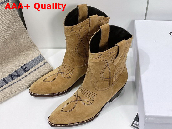 Celine Western Boots in Suede Calfskin Havana Replica