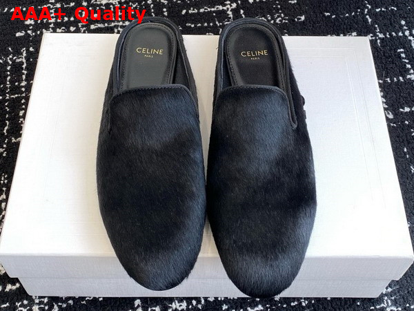 Celine Women Slippers in Black Pony Hair Replica