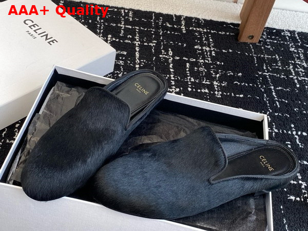 Celine Women Slippers in Black Pony Hair Replica