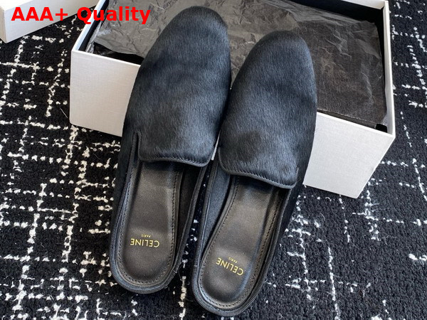 Celine Women Slippers in Black Pony Hair Replica
