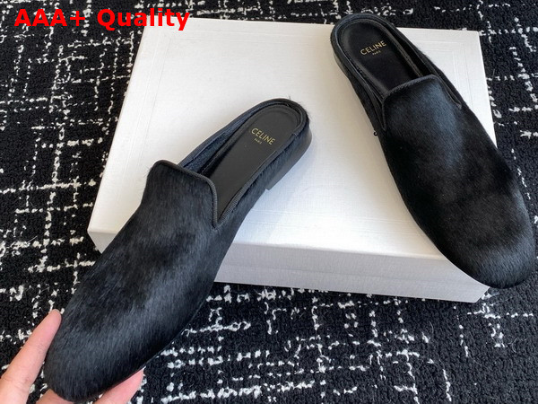Celine Women Slippers in Black Pony Hair Replica