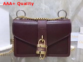 Chloe Aby Chain Shoulder Bag in Burgundy Goatskin Replica