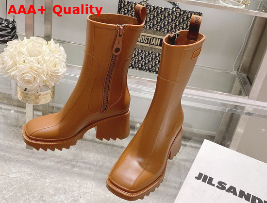 Chloe Betty Rain Boot in Brown PVC Replica