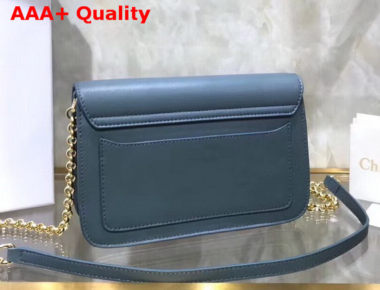 Chloe C Clutch with Chain Shiny and Suede Calfskin Light Blue Replica