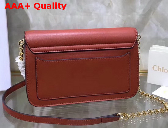 Chloe C Clutch with Chain Shiny and Suede Calfskin Rust Color Replica