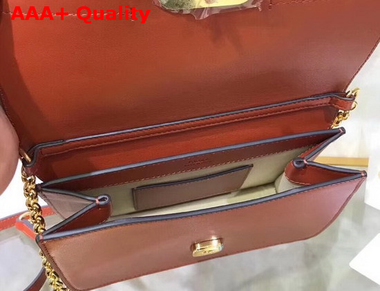 Chloe C Clutch with Chain Shiny and Suede Calfskin Rust Color Replica