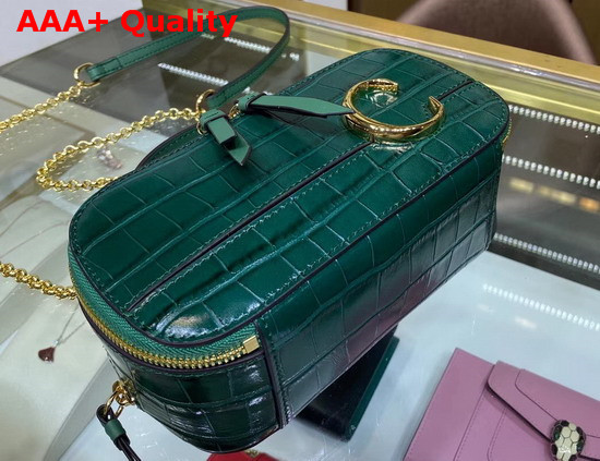 Chloe C Mini Vanity Bag in Croc Embossed Calfskin Woodsy Green Replica