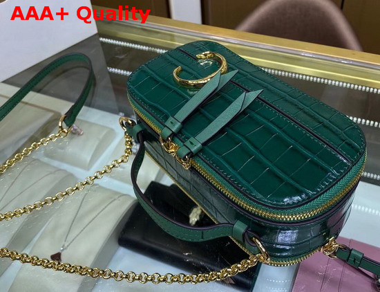Chloe C Mini Vanity Bag in Croc Embossed Calfskin Woodsy Green Replica