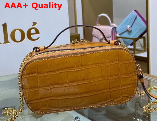 Chloe C Mini Vanity Bag in Light Brown Croc Embossed Calfskin Replica
