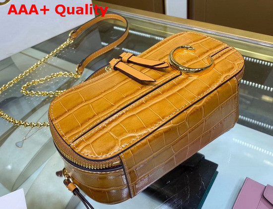 Chloe C Mini Vanity Bag in Light Brown Croc Embossed Calfskin Replica