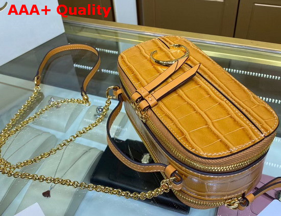 Chloe C Mini Vanity Bag in Light Brown Croc Embossed Calfskin Replica
