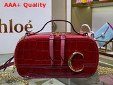 Chloe C Mini Vanity Bag in Red Croc Embossed Calfskin Replica