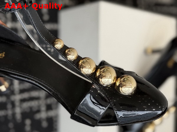 Chloe Cleia Heeled Sandal in Black Patent Calfskin Replica