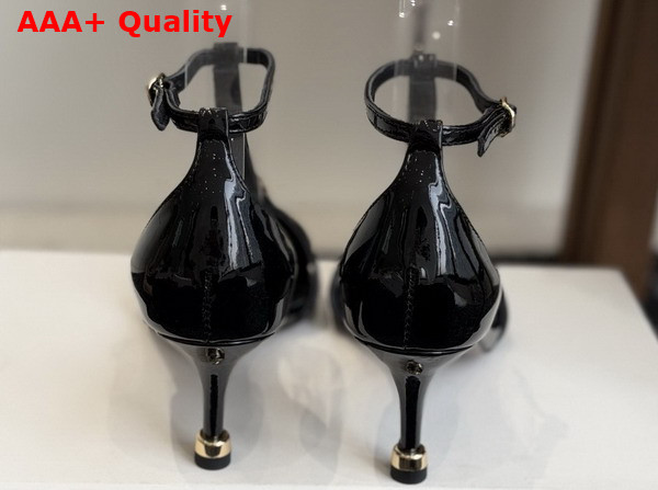 Chloe Cleia Heeled Sandal in Black Patent Calfskin Replica