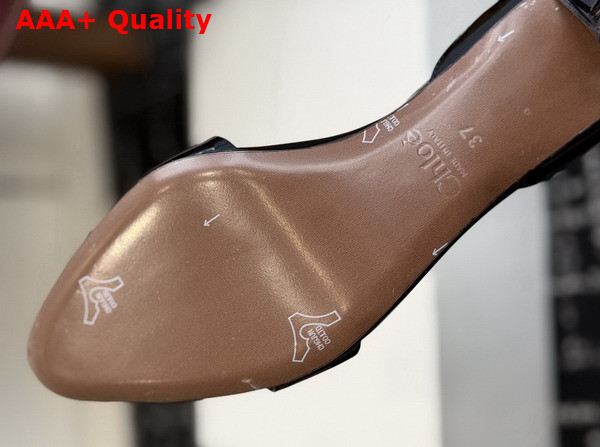 Chloe Cleia Heeled Sandal in Black Patent Calfskin Replica