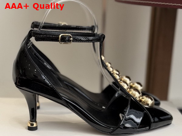 Chloe Cleia Heeled Sandal in Black Patent Calfskin Replica