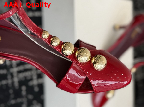 Chloe Cleia Heeled Sandal in Grenat Patent Calfskin Replica