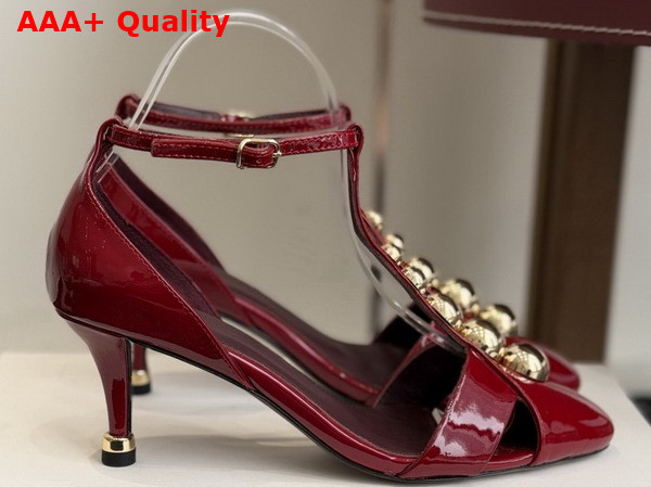 Chloe Cleia Heeled Sandal in Grenat Patent Calfskin Replica