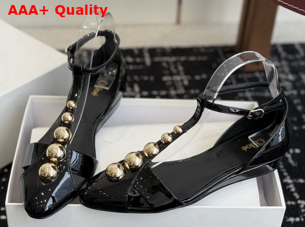 Chloe Cleia Sandal in Black Patent Calfskin Replica