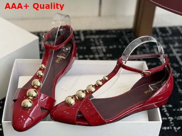 Chloe Cleia Sandal in Grenat Patent Calfskin Replica