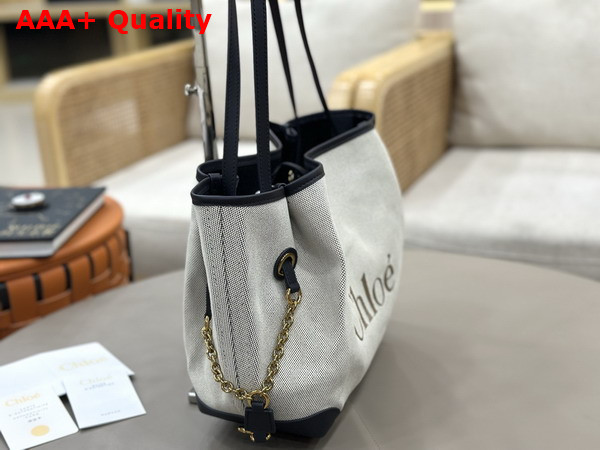 Chloe Clover Double Carry Bag in Canvas Black and Navy Replica