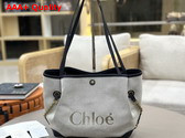 Chloe Clover Double Carry Bag in Canvas Black and Navy Replica