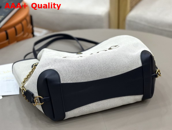 Chloe Clover Double Carry Bag in Canvas Black and Navy Replica