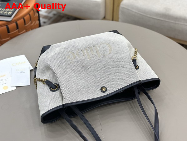 Chloe Clover Double Carry Bag in Canvas Black and Navy Replica