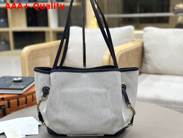 Chloe Clover Double Carry Bag in Canvas Black and Navy Replica