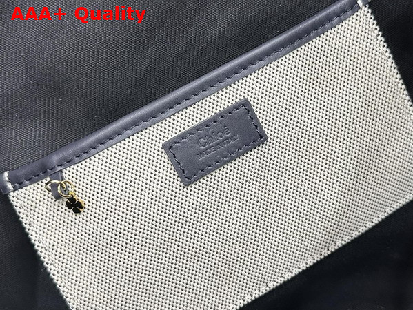 Chloe Clover Double Carry Bag in Canvas Black and Navy Replica