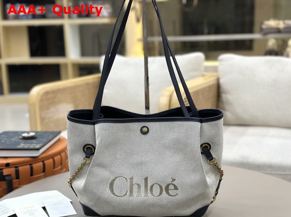 Chloe Clover Double Carry Bag in Canvas Black and Navy Replica