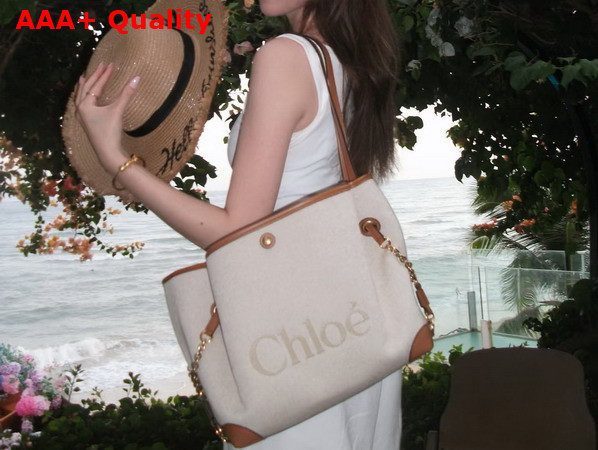 Chloe Clover Double Carry Bag in Canvas Clay Brown Replica