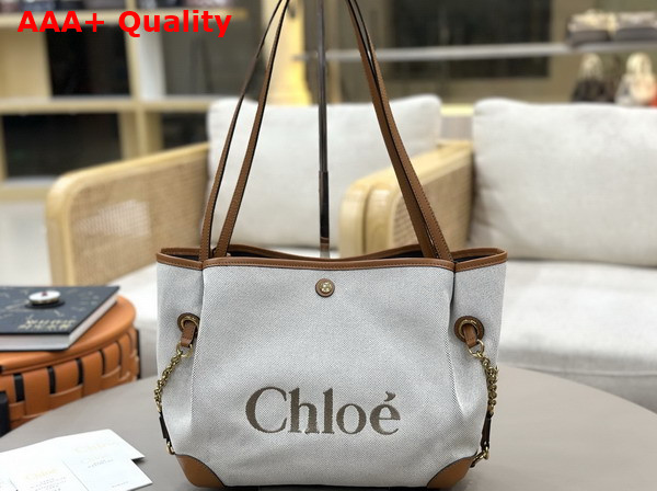 Chloe Clover Double Carry Bag in Canvas Clay Brown Replica