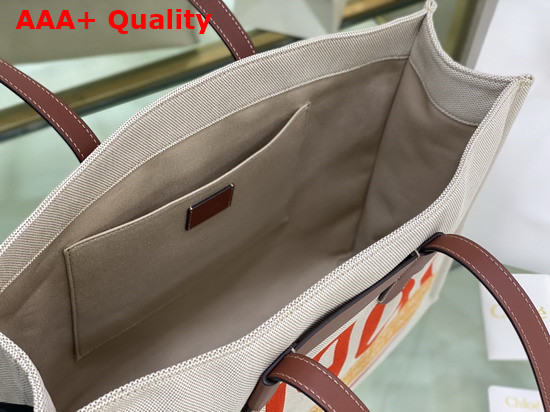 Chloe Corita Kent Large Tote Bag in Embroidered Artwork and Shiny Calfskin Replica