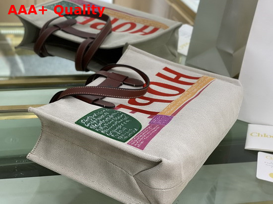 Chloe Corita Kent Medium Tote Bag in Embroidered Artwork and Shiny Calfskin Replica