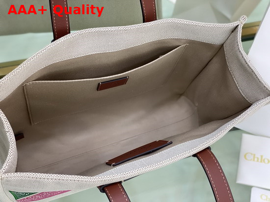 Chloe Corita Kent Medium Tote Bag in Embroidered Artwork and Shiny Calfskin Replica