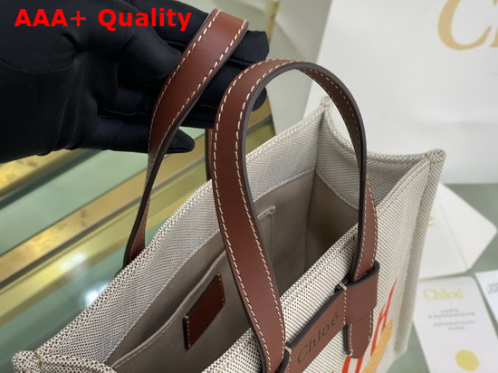 Chloe Corita Kent Small Tote Bag in Embroidered Artwork and Shiny Calfskin Replica