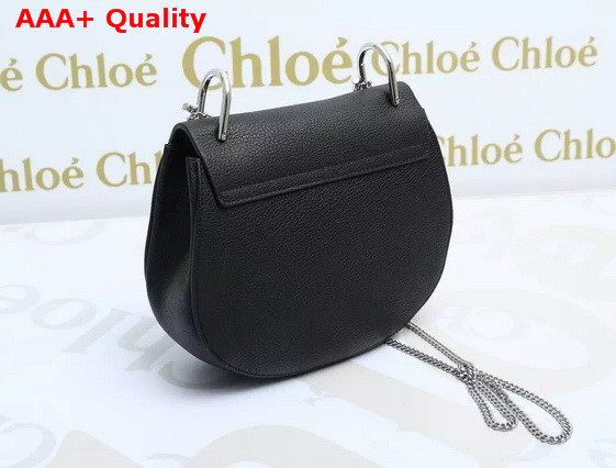 Chloe Drew Bag Black Grained Lambskin Silver Hardware Replica