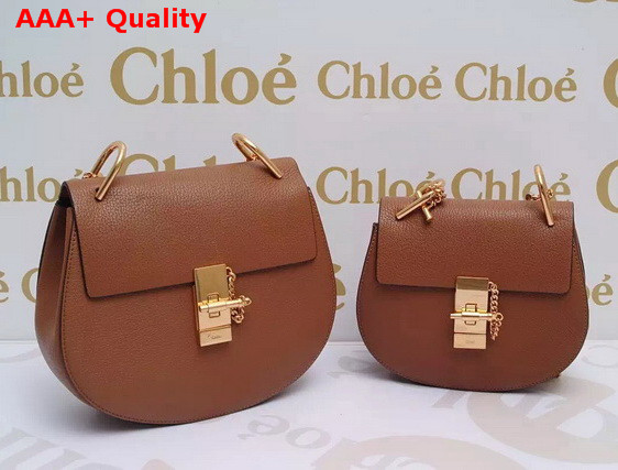 Chloe Drew Bag Brown Grained Lambskin Gold Hardware Replica