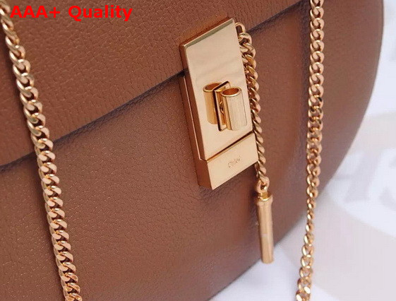 Chloe Drew Bag Brown Grained Lambskin Gold Hardware Replica